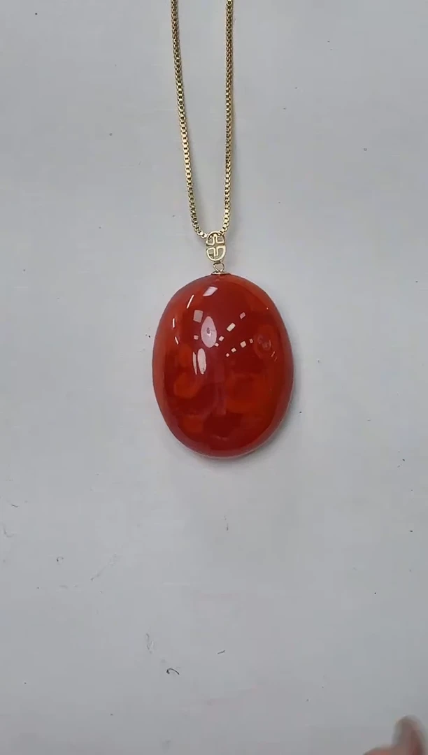 南红玛瑙瓦西吊坠（不含链）18K金镶嵌一个/条
