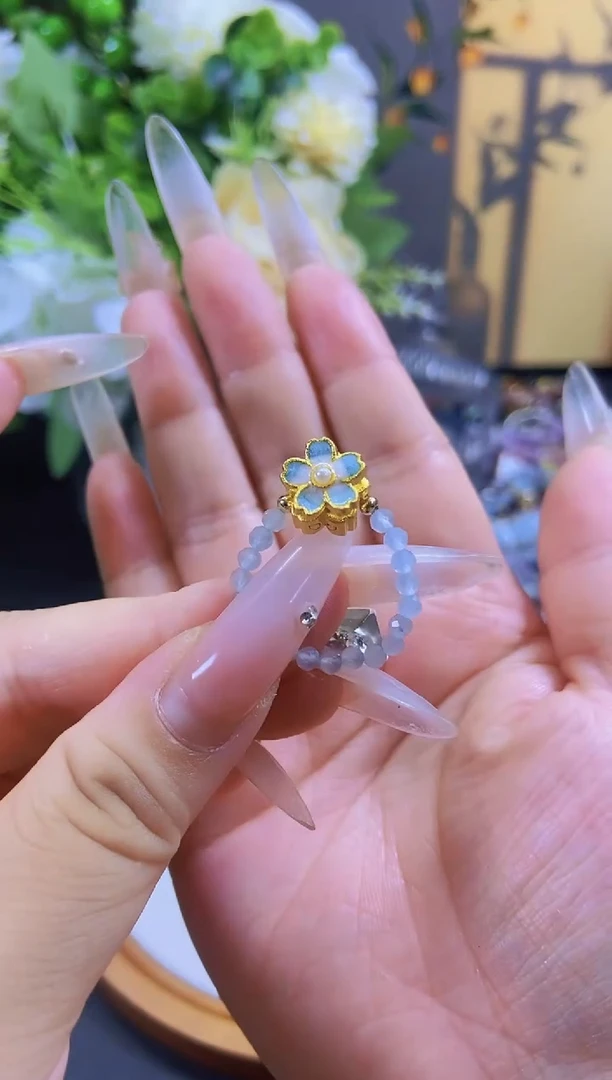 水晶戒指未镶嵌海蓝宝时来转转花