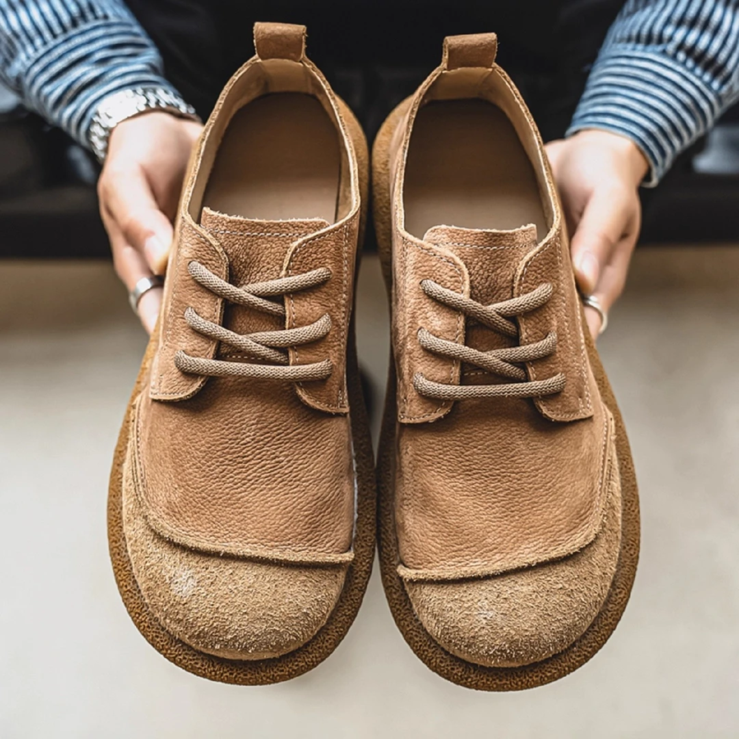 休闲皮鞋男2025年新款秋季大头鞋皮面透气防滑软底皮鞋男款乐福鞋