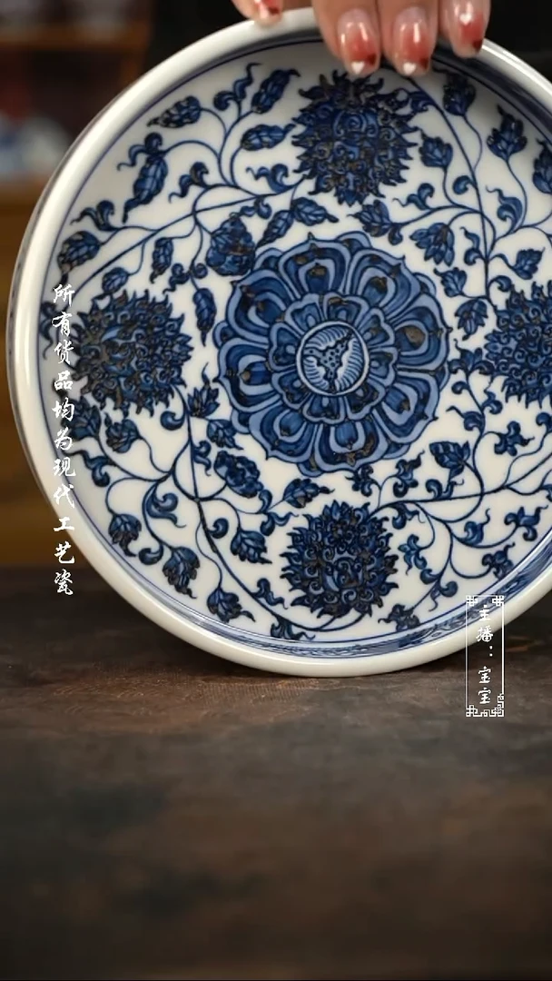 微瑕福利手绘高温现代瓷 气 金刚莲直边壶承18cm