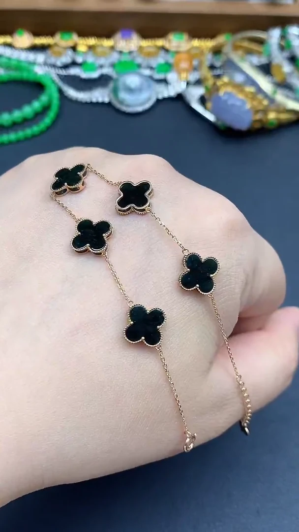 18K金镶嵌手链翡翠283-春日珠宝