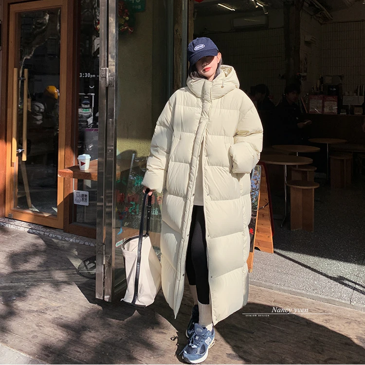 【达人专属】韩版大被子冬季韩系宽松加长保暖羽绒服连帽情侣