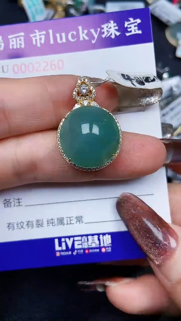 颈饰银S925镶嵌翡翠2260