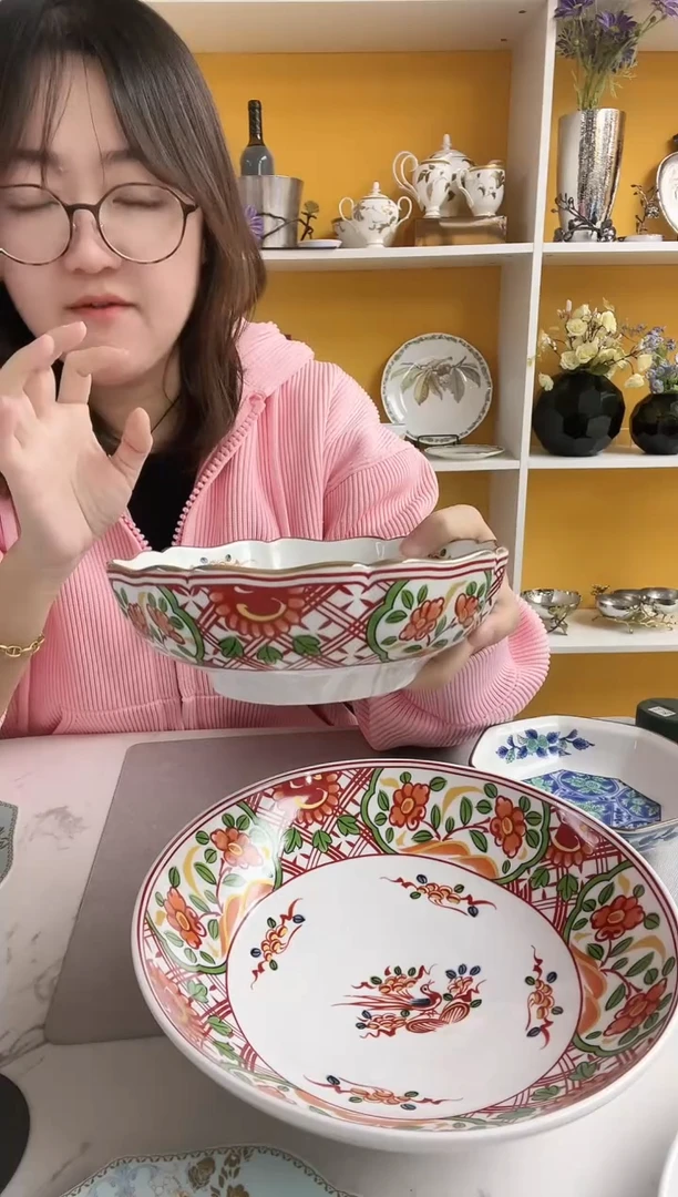 福利款孔雀图案 花边碗