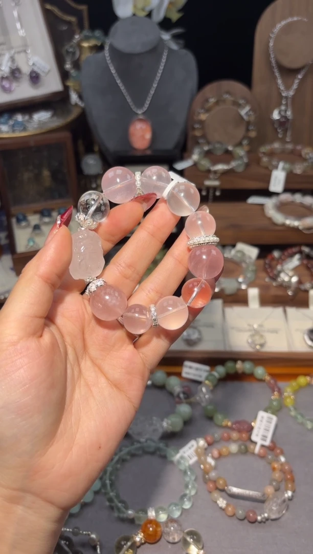 【闪购商品】水晶手链银S925镶嵌粉水