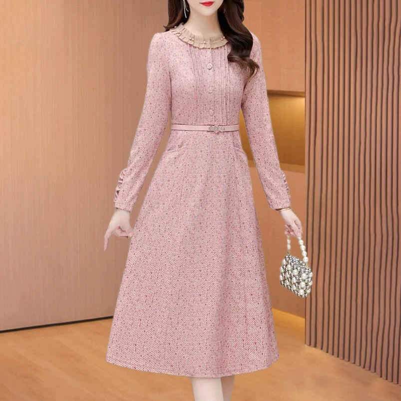 【莫瑞】长袖连衣裙女2025新款秋冬爆款气质高端妈妈小香风减龄裙子