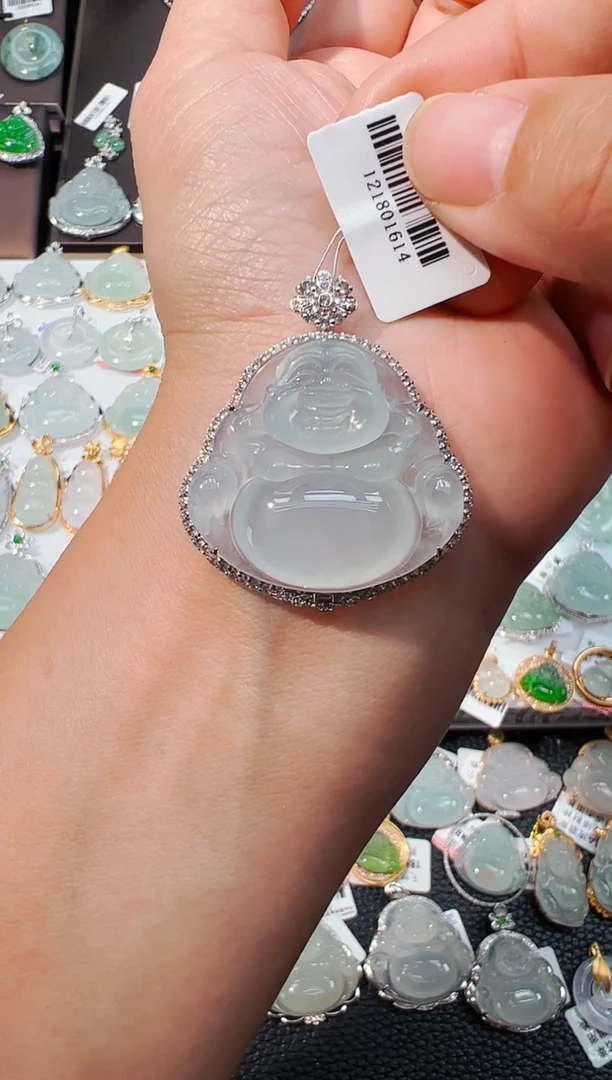 吊坠(不含链)18K金镶嵌翡翠佛公吊坠1614