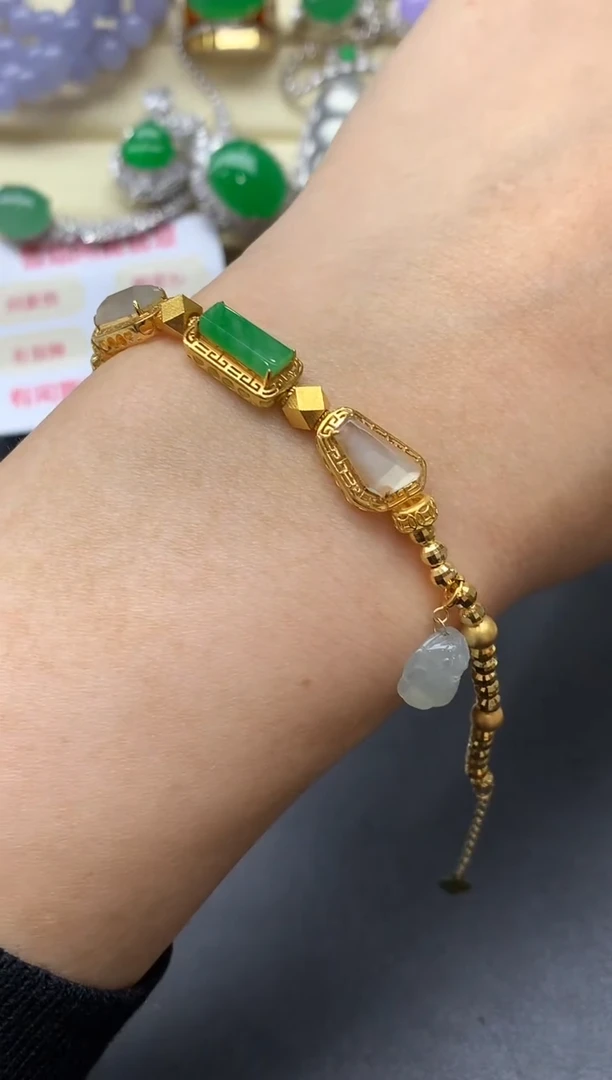 18K金镶嵌手链翡翠549-中国好珍宝