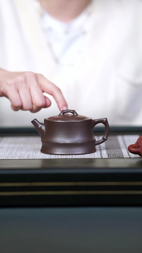 茶壶紫砂半手柴烧茄皮紫泥竹韵180cc