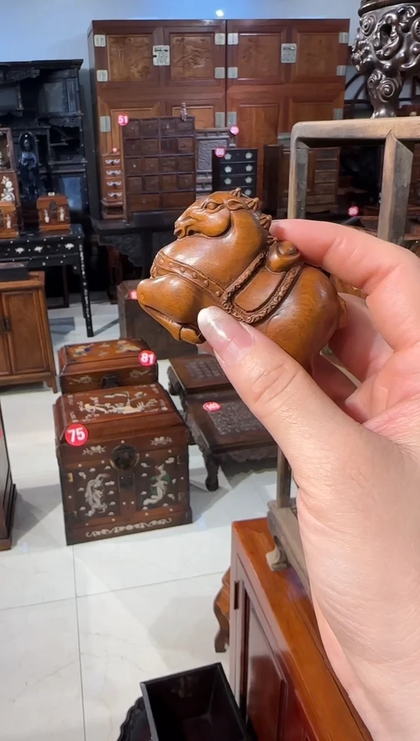 【闪购商品】木木艺黄杨木马上有钱手把件68.8888