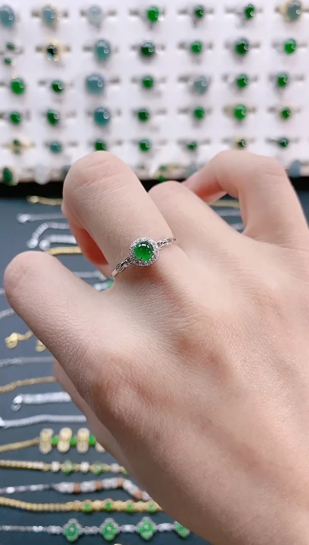 【闪购商品】翡翠戒指银S925镶嵌天然翡翠