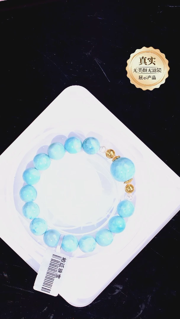 针钠钙石（海纹石）银S925镶嵌手串XS0340海纹石手串