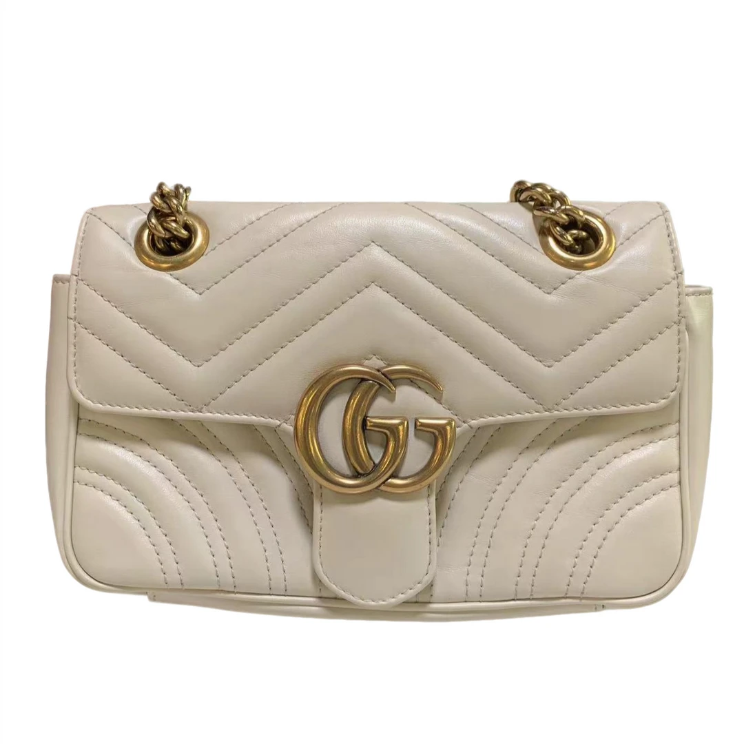 95新 GUCCI/古驰 gucci marmont 白色 22斜挎包bwz10189