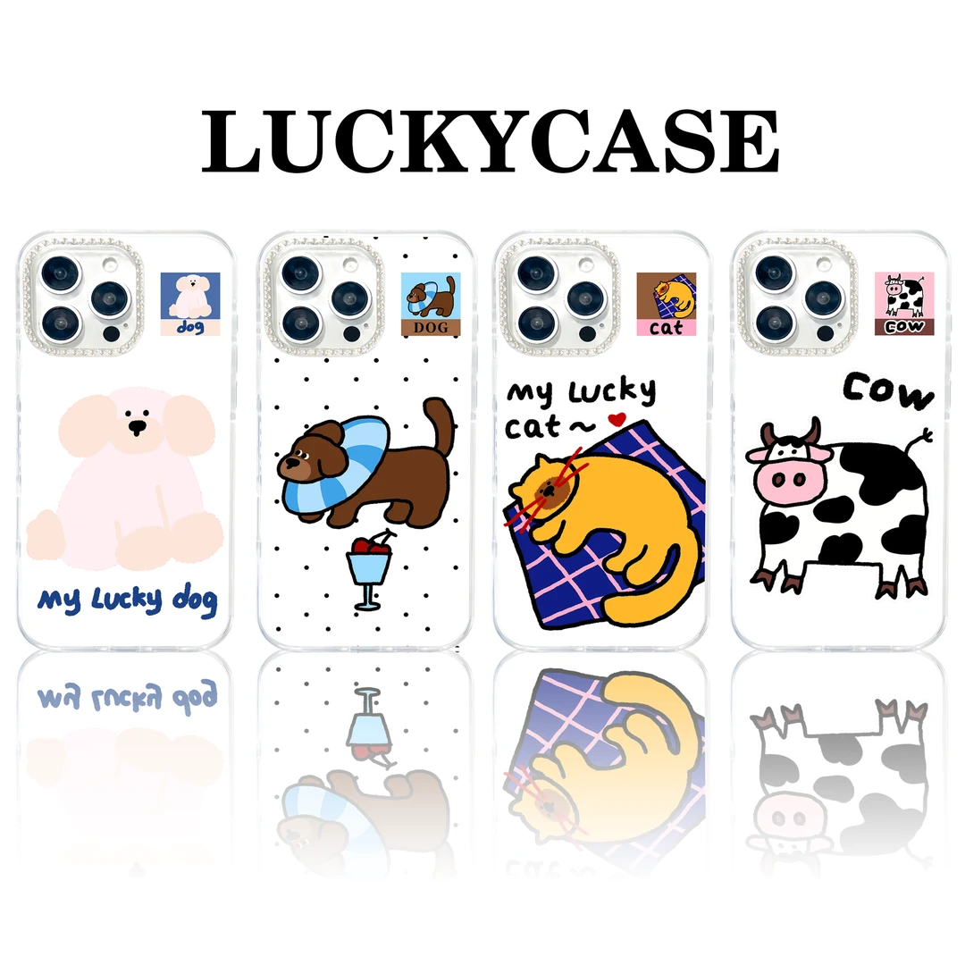 Lucky Case 原创〖动物系列〗适用苹果钻石果冻壳iPhone13-16Promax