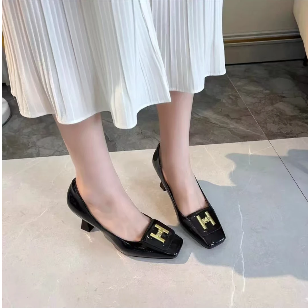 968 新款法式小跟气质细跟方头百搭单鞋