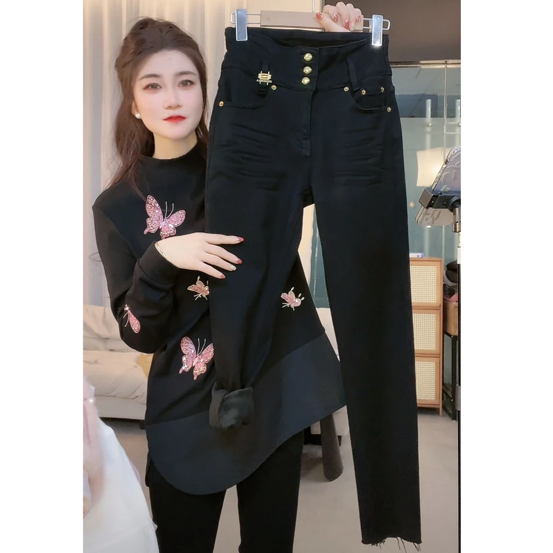 『显瘦搭配Q』高腰百搭烟管直筒修身牛仔裤6929