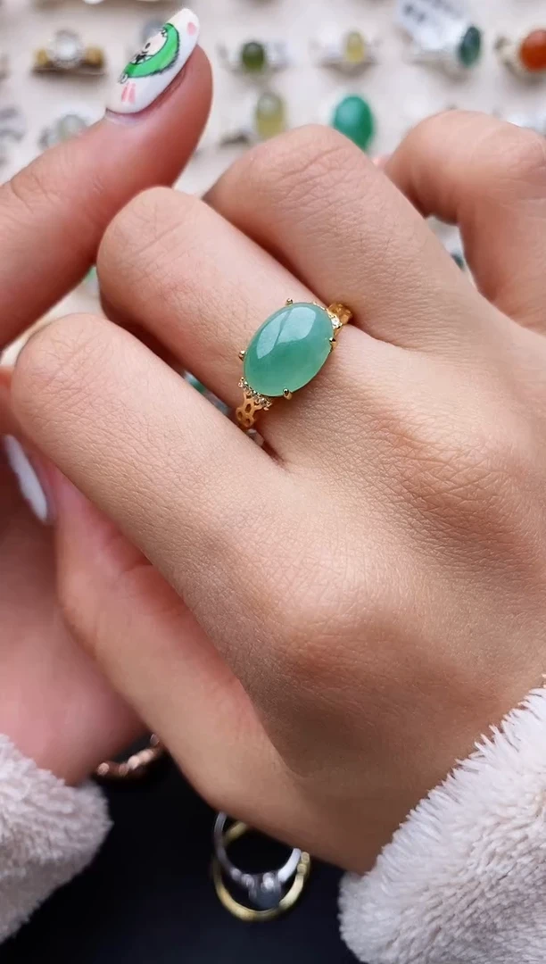 【闪购商品】翡翠戒指银S925镶嵌缅甸翡翠