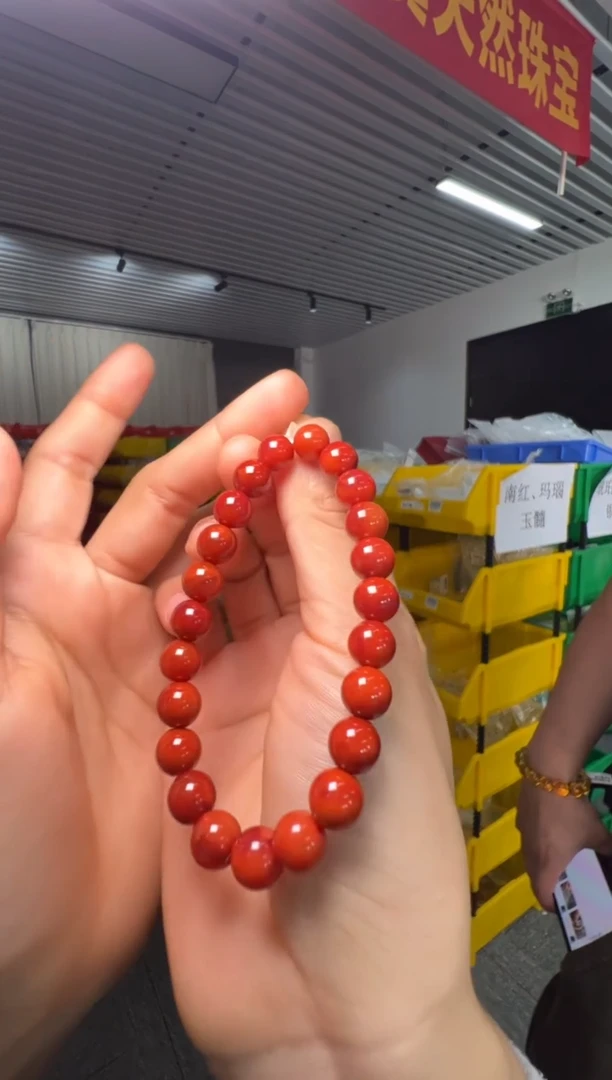 手串未镶嵌南红玛瑙约8mm瓦西料南红圆珠单圈手串