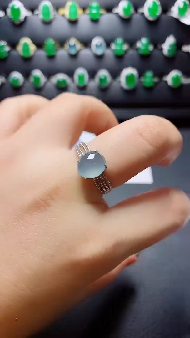 银S925镶嵌戒指翡翠天然翡翠A货s925银镶