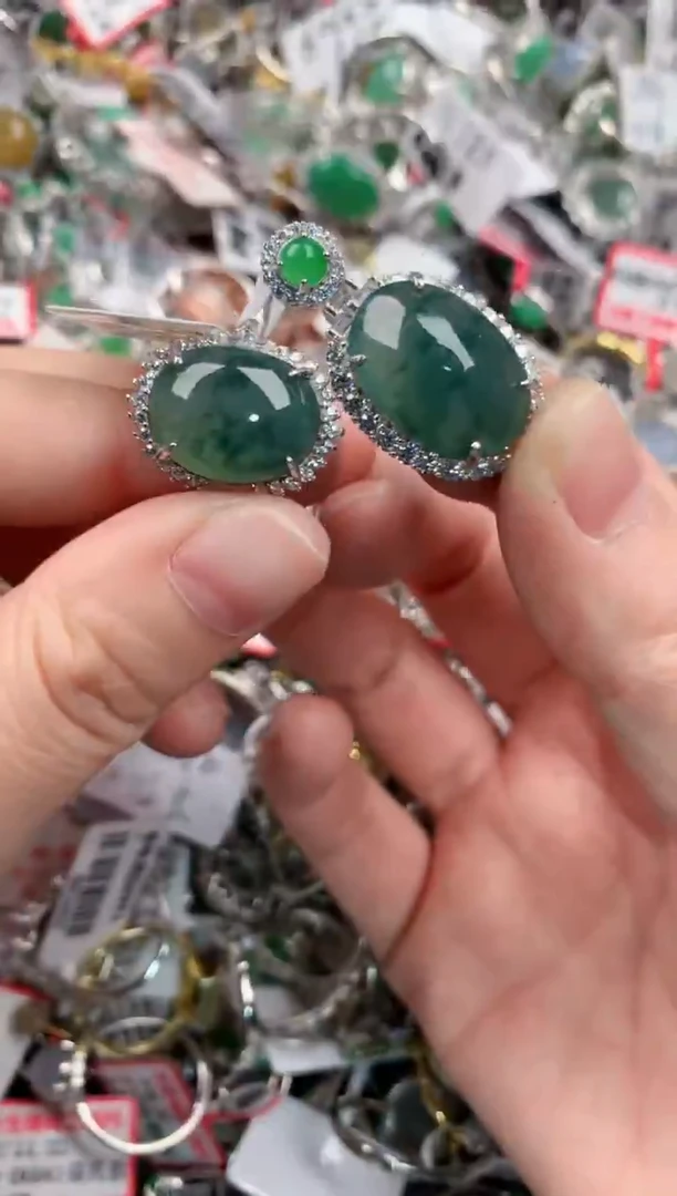 银S925镶嵌戒指翡翠444       6