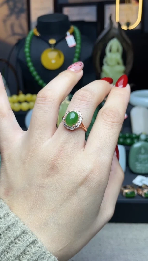 【闪购商品】和田玉戒指银S925镶嵌戒指