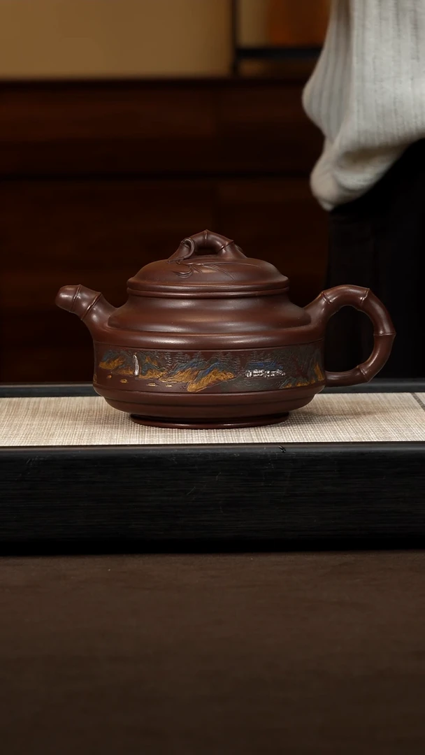 茶壶紫砂【P013】双线竹鼓  600c  FXY