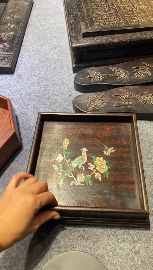 木紫檀拆件雕刻板以直播间实物为准微瑕老物件