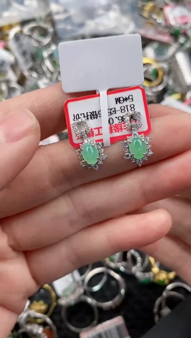 银S925镶嵌戒指翡翠222      10