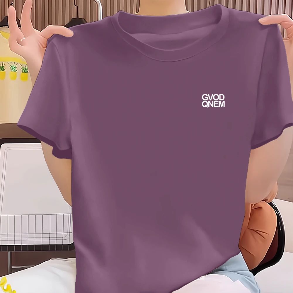 显瘦潮流简约休闲2025新款夏季宽松大码短袖圆领时尚百搭t恤上衣