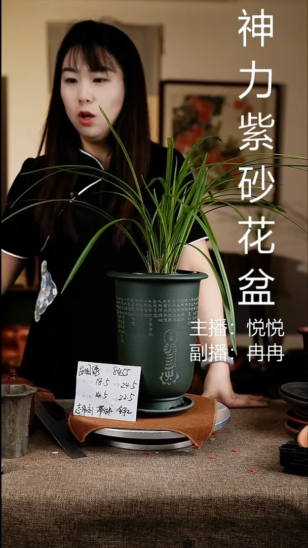 紫砂花盆花卉工艺8455+z果绿