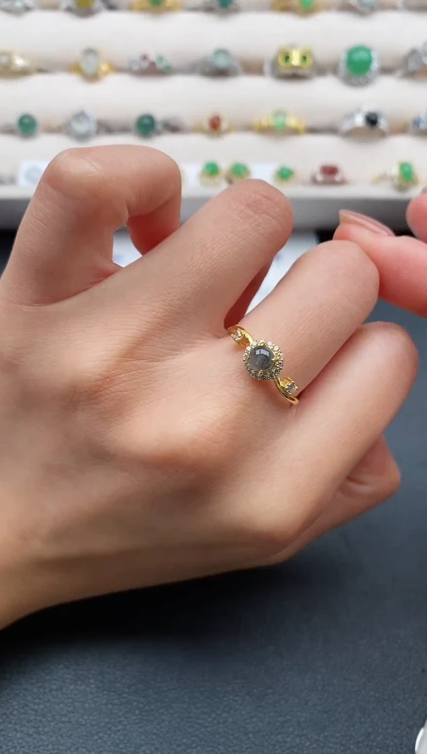 银S925镶嵌戒指翡翠天然缅甸A货翡翠11 2-2