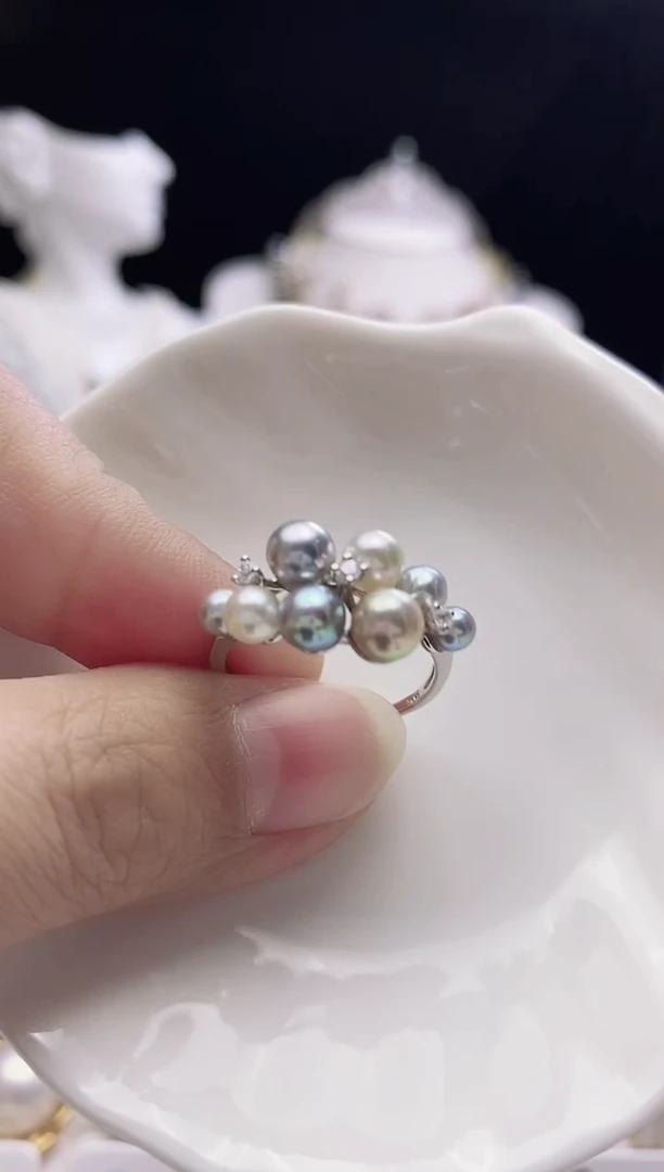 银S925镶嵌戒指海水珍珠海水珍珠戒指