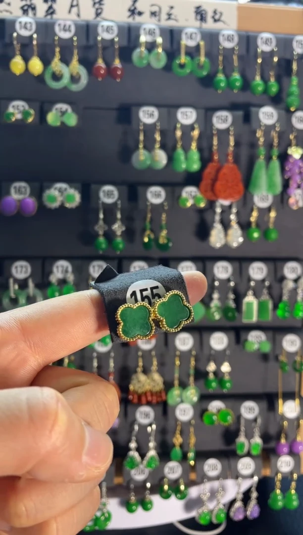 【闪购商品】翡翠耳饰银S925镶嵌155....