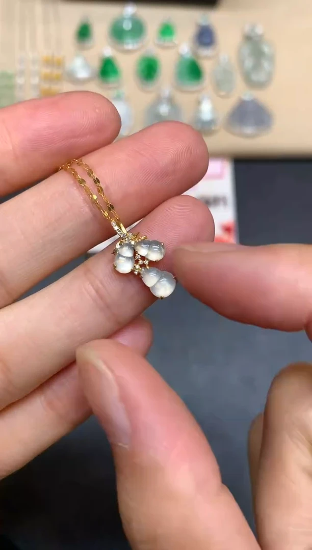 套链18K金镶嵌翡翠葫芦【无服务费【48小时鉴赏期】