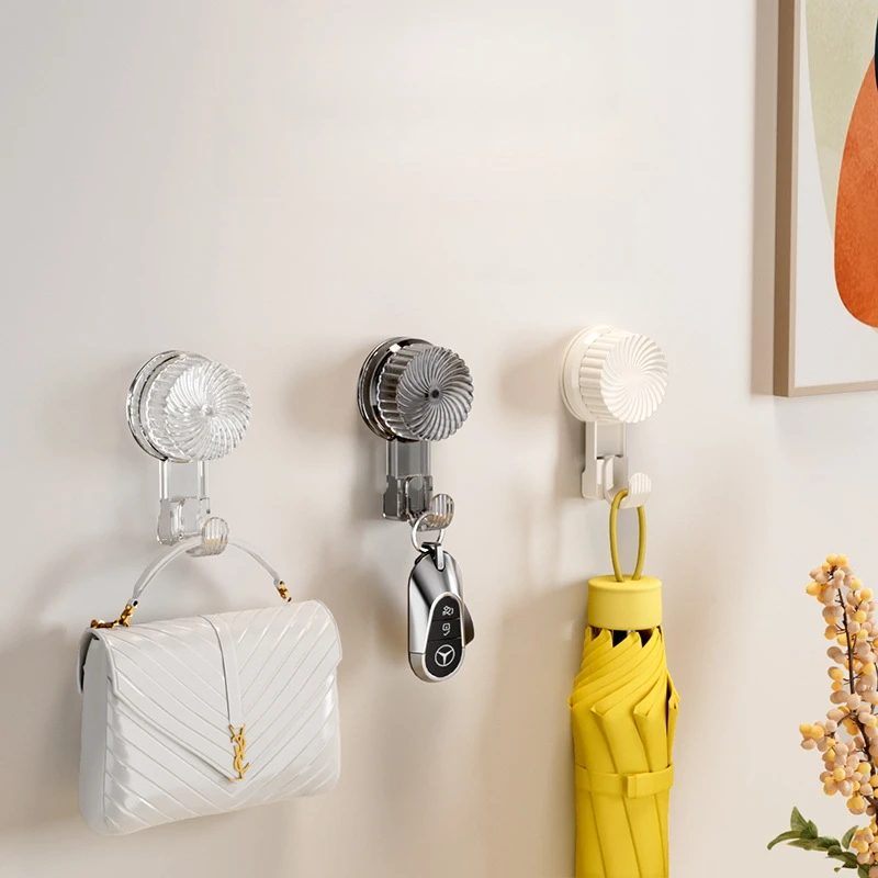 吸盘挂钩可旋转强力真空粘钩卫生间免打孔透明塑料衣钩可反复使用