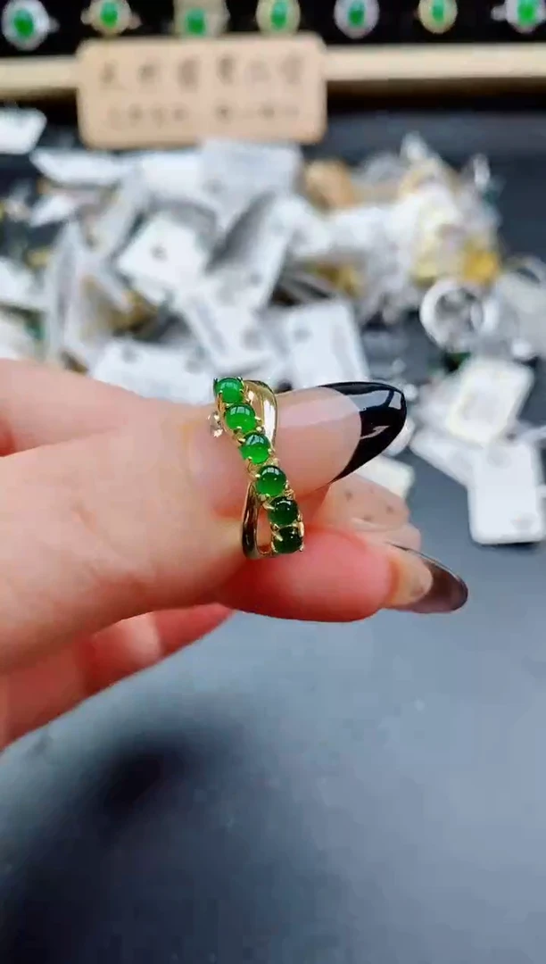 银S925镶嵌戒指翡翠1