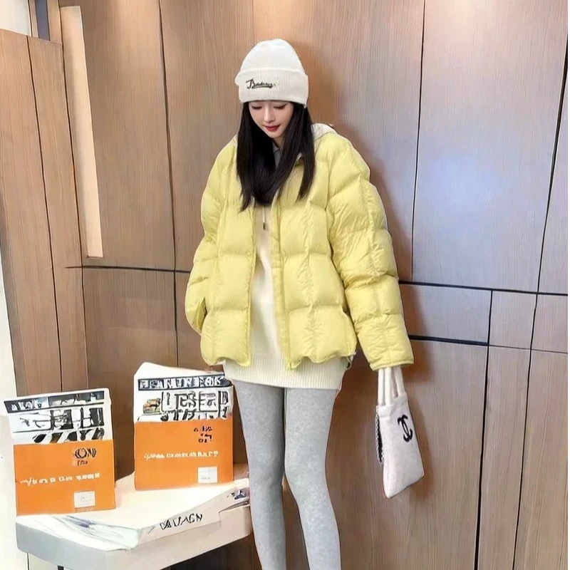 DS【泡芙小姐】无领简约百搭2024冬季新款时尚短款羽绒服女252018