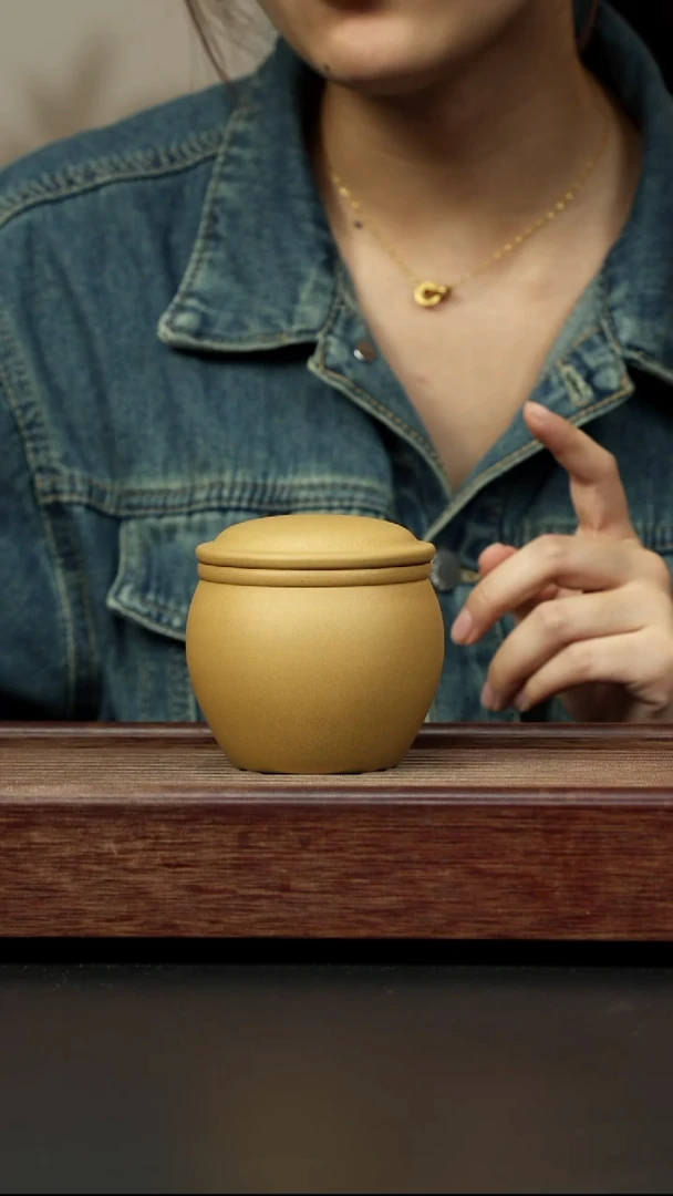 紫砂茶叶罐黄金段 水缸茶叶罐