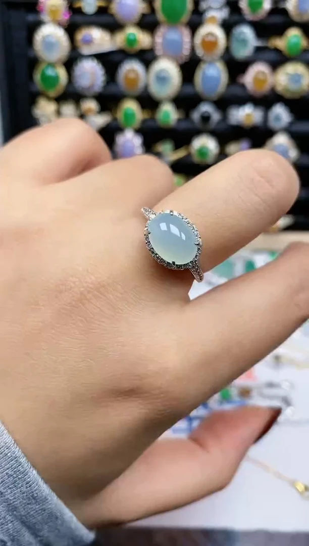 银S925镶嵌戒指翡翠424