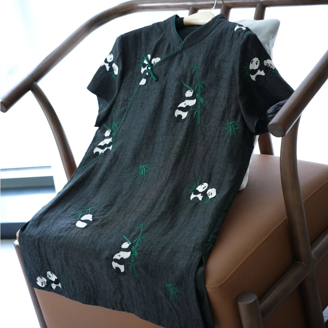 『墨竹』新中式满分桑蚕丝国风短袖DHSC5227