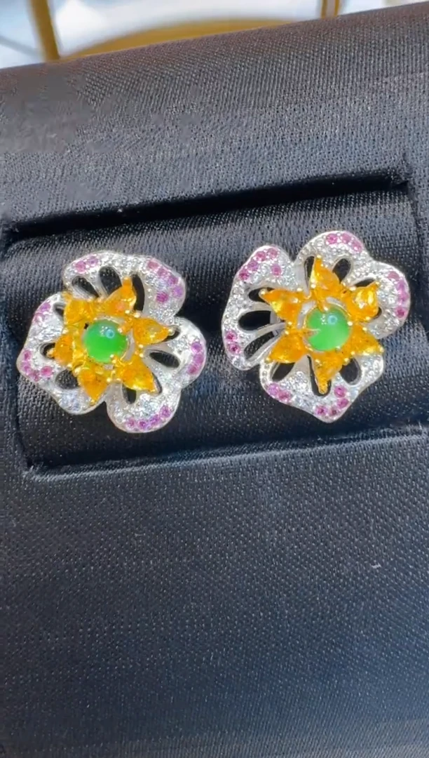 银S925镶嵌翡翠耳饰多样性团购发一件