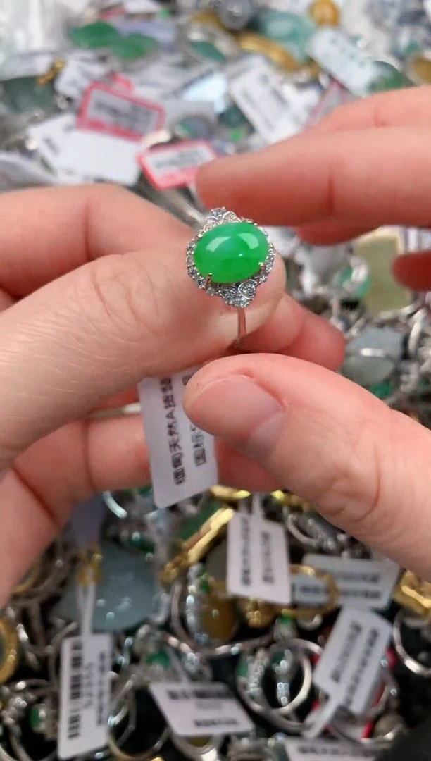 银S925镶嵌戒指翡翠111--1