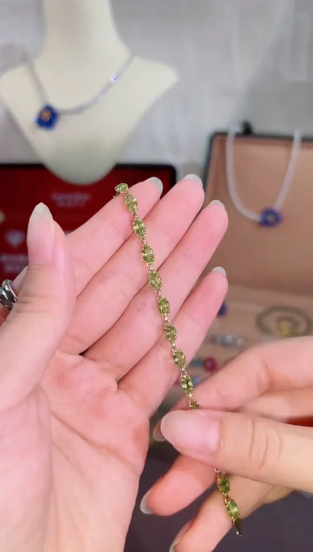 手链18K金镶嵌橄榄石BB3991#-Y#86