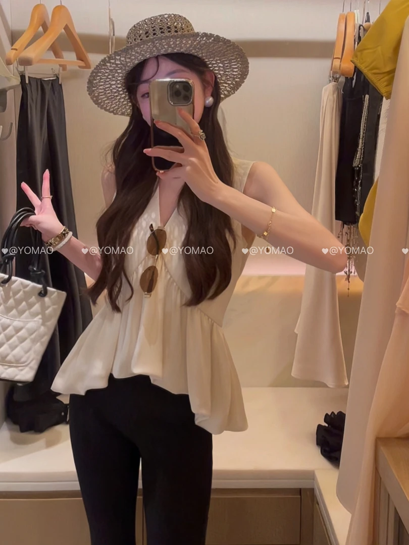 尤猫 YOMAO 夏季小众设计感气质网红吊带上衣女装Y31350X