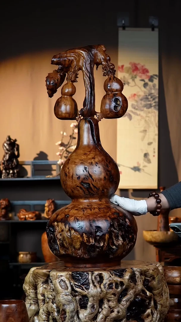 枣木百年鸡心枣木手工葫芦（高83，直径26）