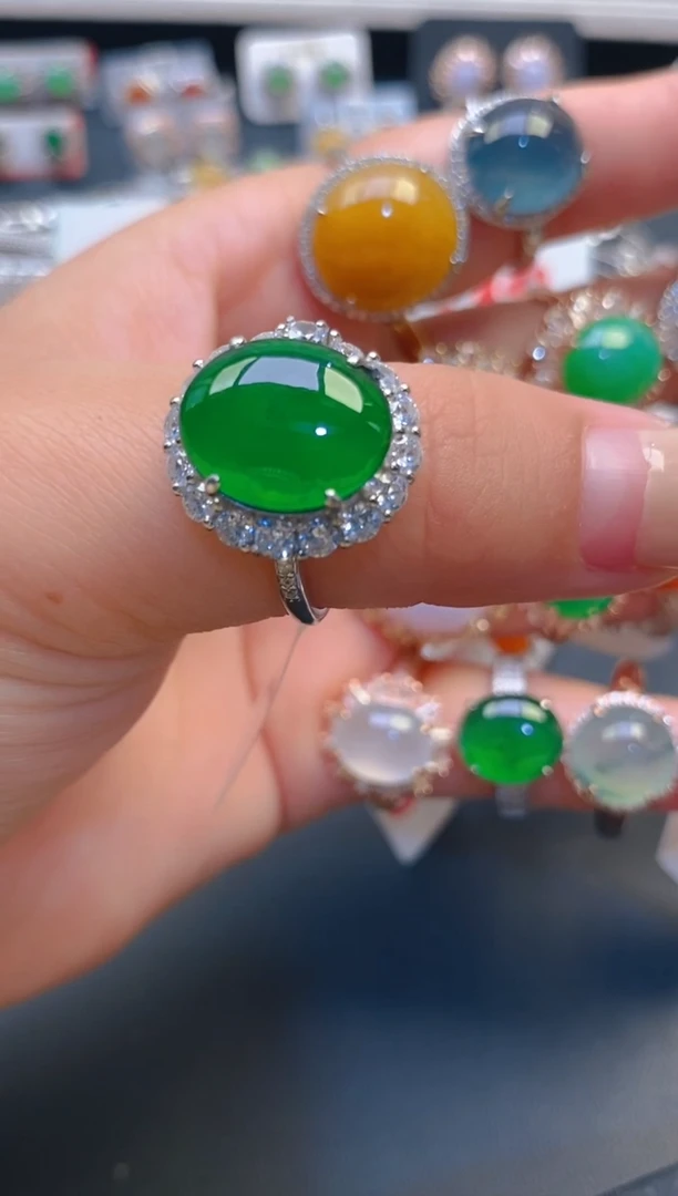 【闪购商品】翡翠耳饰银S925镶嵌天然A货翡翠1