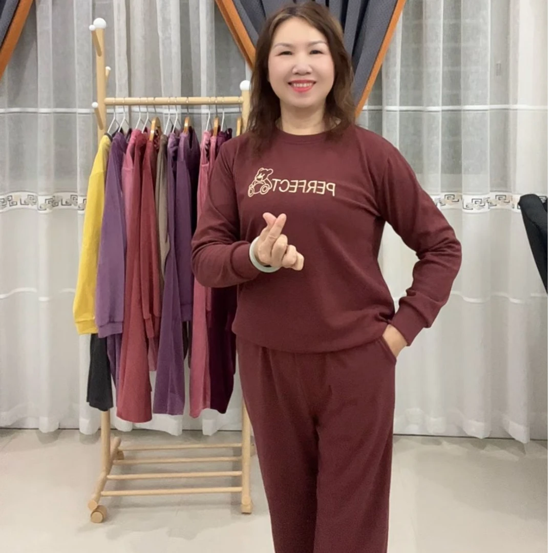 中年冬季加厚保暖德绒时尚家居服套装百搭