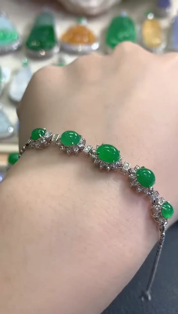 18K金镶嵌手链翡翠秋日珠宝W13