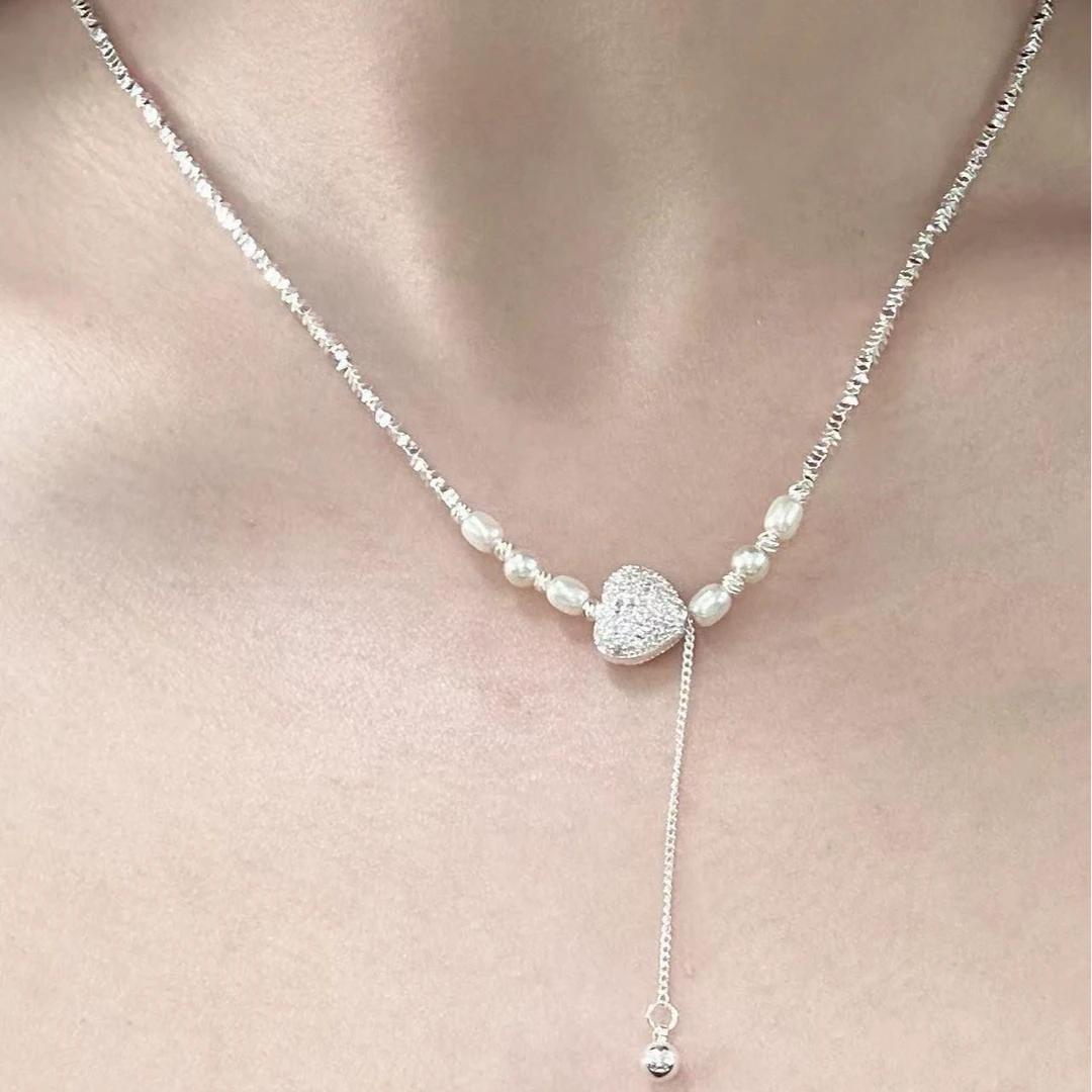 纯铜项链 【Babiea】摩登棱镜 镀银锆石气质项链XL-065