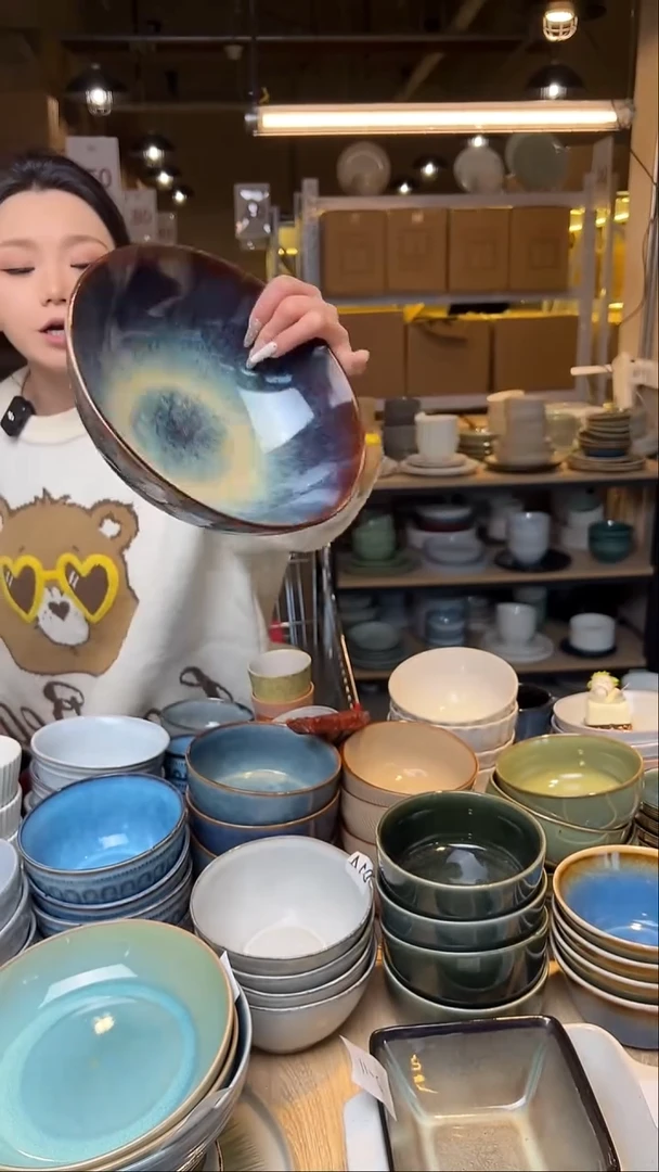 瓷93外贸尾货窑变釉下彩默外微瑕